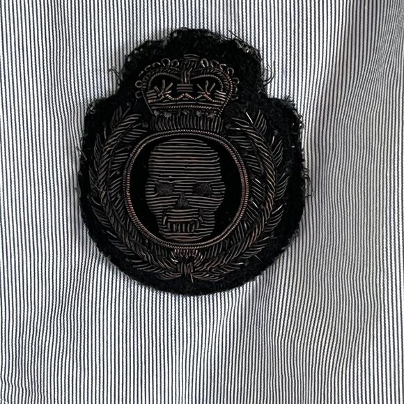 Haute Hippie 3/4 Sleeve Button Front Blouse Blue Pinstripe Cotton Blend Small - Picture 4 of 9